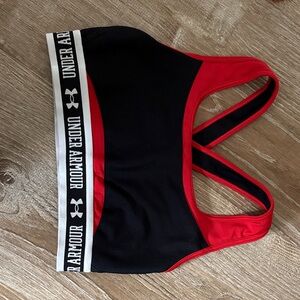 Under Armour Women's Black and Red Sports Bra